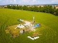 Aerial view of water well drilling
