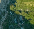 Aerial view of waterfall in canyon of the Krka River in Croatia Royalty Free Stock Photo