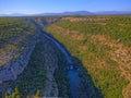 Aerial view of waterfall in canyon of the Krka River in Croatia Royalty Free Stock Photo