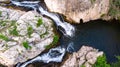 Aerial view of waterfall Mokranjske Stene in village mokranje