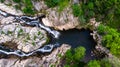 Aerial view of waterfall Mokranjske Stene in village mokranje