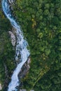 Aerial view waterfall Ovstebrufossen landscape in Norway