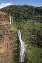 Aerial view of waterfall in Waimea Canyon, Kauai, Hawaii Royalty Free Stock Photo