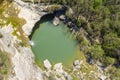 An aerial view of waterfall Zarecki krov, Istria, Croatia Royalty Free Stock Photo