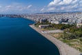 Aerial view of the waterfront of the city of Thessaloniki Royalty Free Stock Photo