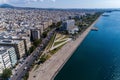 Aerial view of the waterfront of the city of Thessaloniki Royalty Free Stock Photo