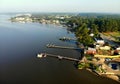 The aerial view of the waterfront home with private dock off Rehoboth Bay, Millsboro, Delaware, U.S Royalty Free Stock Photo