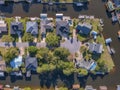 Aerial view of waterfront houses along a bay in Navarre Florida community Royalty Free Stock Photo