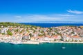 Aerial view of waterfront and marina in town of Mali Losinj on the island of Losinj, Croatia