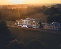 Aerial view Waverley Abbey House, grade II Georgian mansion located near Farnham