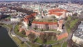 Aerial view of Wawel Castle landmark of Krakov, Poland