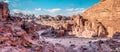 Aerial view from the way to High Sacrifice over Petra, Jordan