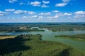 Aerial view of Wdzydze Landscape Park. Kashubian Landscape Park. Kaszuby. Wdzydze Kiszewskie. Poland. Bird eye view Royalty Free Stock Photo