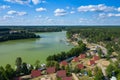 Aerial view of Wdzydze Landscape Park. Kashubian Landscape Park. Kaszuby. Wdzydze Kiszewskie. Poland. Bird eye view Royalty Free Stock Photo