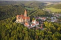 Aerial view of well preserved gothic castle Bouzov Royalty Free Stock Photo