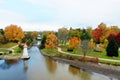 Aerial view of Wellington Park in Simcoe, Canada in autumn