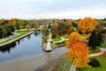 Aerial view of Wellington Park in Simcoe, Canada in fall