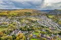 Aerial view of the Welsh Valleys town of Ebbw Vale after a heavy rainstorm Royalty Free Stock Photo