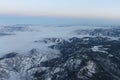 Aerial view of Wenatchee covered in clouds Royalty Free Stock Photo