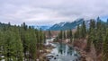 Aerial view of the Wenatchee River in Leavenworth Royalty Free Stock Photo