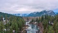 Aerial view of the Wenatchee River in Leavenworth Royalty Free Stock Photo