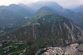 Aerial view of Wenchuan County, Aba Prefecture, Sichuan Province and nearby mountain villages Royalty Free Stock Photo