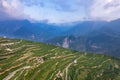 Aerial view of Wenchuan County, Aba Prefecture, Sichuan Province and nearby mountain villages Royalty Free Stock Photo