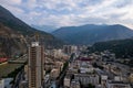 Aerial view of Wenchuan County, Aba Prefecture, Sichuan Province and nearby mountain villages Royalty Free Stock Photo