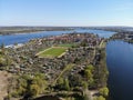 Aerial view of Werder City island in the River Havel with the town`s oldest quarter.