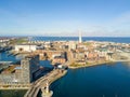 Aerial view of the west harbor area with the Turning Torso skyscraper in Malmo, Sweden Royalty Free Stock Photo
