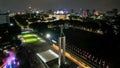 Aerial view of West Irian Liberation monument in downtown Jakarta with Jakarta cityscape. Jakarta, Indonesia, August 29, 2022 Royalty Free Stock Photo