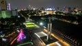 Aerial view of West Irian Liberation monument in downtown Jakarta with Jakarta cityscape. Jakarta, Indonesia, August 29, 2022 Royalty Free Stock Photo