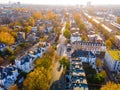 Aerial view of West Kensigton in London in autumn, England