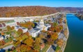 Aerial view of the West Virginia State Capitol Building and downtown Charleston with fall foliage Royalty Free Stock Photo