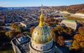 Aerial view of the West Virginia State Capitol Building and downtown Charleston with fall foliage Royalty Free Stock Photo