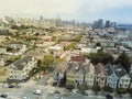 Top view Western Addition neighborhood and downtown San Francisco Royalty Free Stock Photo