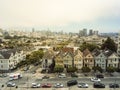 Top view Western Addition neighborhood and downtown San Francisco