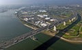 Aerial view of the Westgate bridge and traffic out of melbourne. Royalty Free Stock Photo