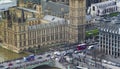 Aerial view of Westminster bridge full with cars and people. Central London city, United Kingdom