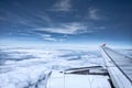 Aerial view of white cloud and blue sky from plane window Royalty Free Stock Photo