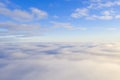 Aerial view White clouds in blue sky with solar halo. Top view. View from drone. Aerial bird`s eye view. Aerial top viewAerial vi