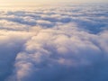 Aerial view White clouds in blue sky. Top view. View from drone. Aerial bird`s eye view. Aerial top view cloudscape. Texture of cl Royalty Free Stock Photo