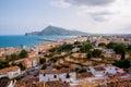 Aerial view of white houses of old town Altea, Spain with beach and beautiful coastline Royalty Free Stock Photo