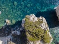 Aerial view on white limestone cliffs, cliffs. Bonifacio. Corsica, France.