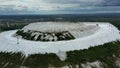 Aerial view of the white phosphorite mountain.