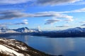 Aerial view of white snow covered landscape around Tromso Norway in summer Royalty Free Stock Photo