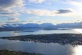 Aerial view of white snow covered landscape around Tromso Norway in summer Royalty Free Stock Photo