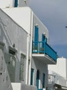 Aerial view of white washed houses