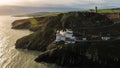 Aerial view. Wicklow Head lighthouse. county Wicklow. Ireland Royalty Free Stock Photo