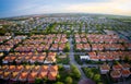 Aerial view of wide angle home village in bangkok thailand Royalty Free Stock Photo